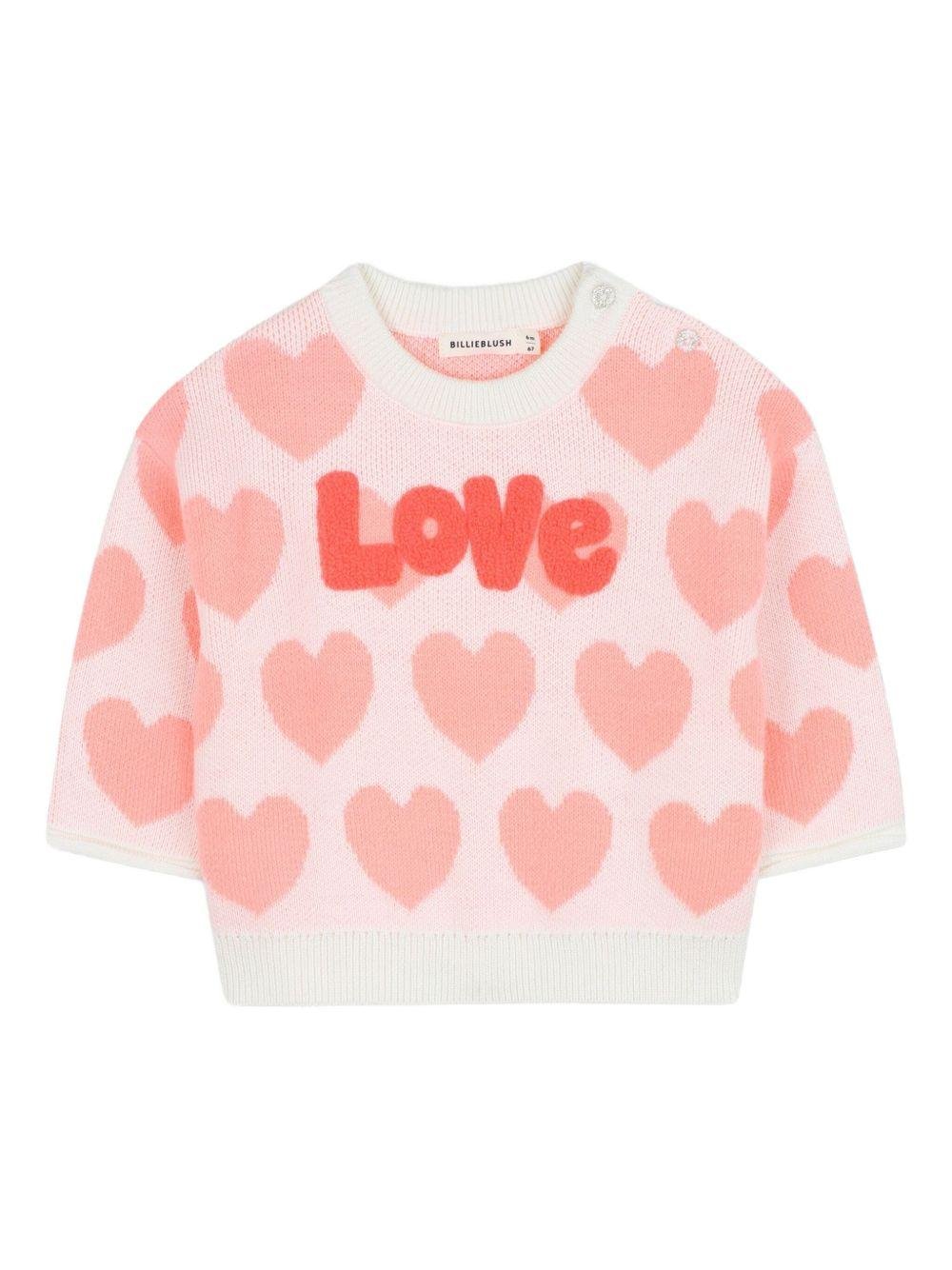 Set maglione e pantaloni per neonata Billieblush rosa con motivo a cuori - Rubino Kids