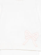 Set maglione e pantaloni per neonata Gensami Kids bianco con dettaglio fiocco - Rubino Kids