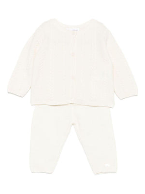 Set maglione e pantaloni per neonata Tartine Et Chocolat bianco con rifiniture a coste