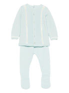 Set maglione e pantaloni per neonato Paz Rodríguez azzurro con bordo in pizzo - Rubino Kids