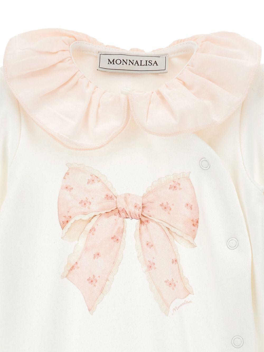 Set neonata Monnalisa bianco con stampa con fiocco - Rubino Kids