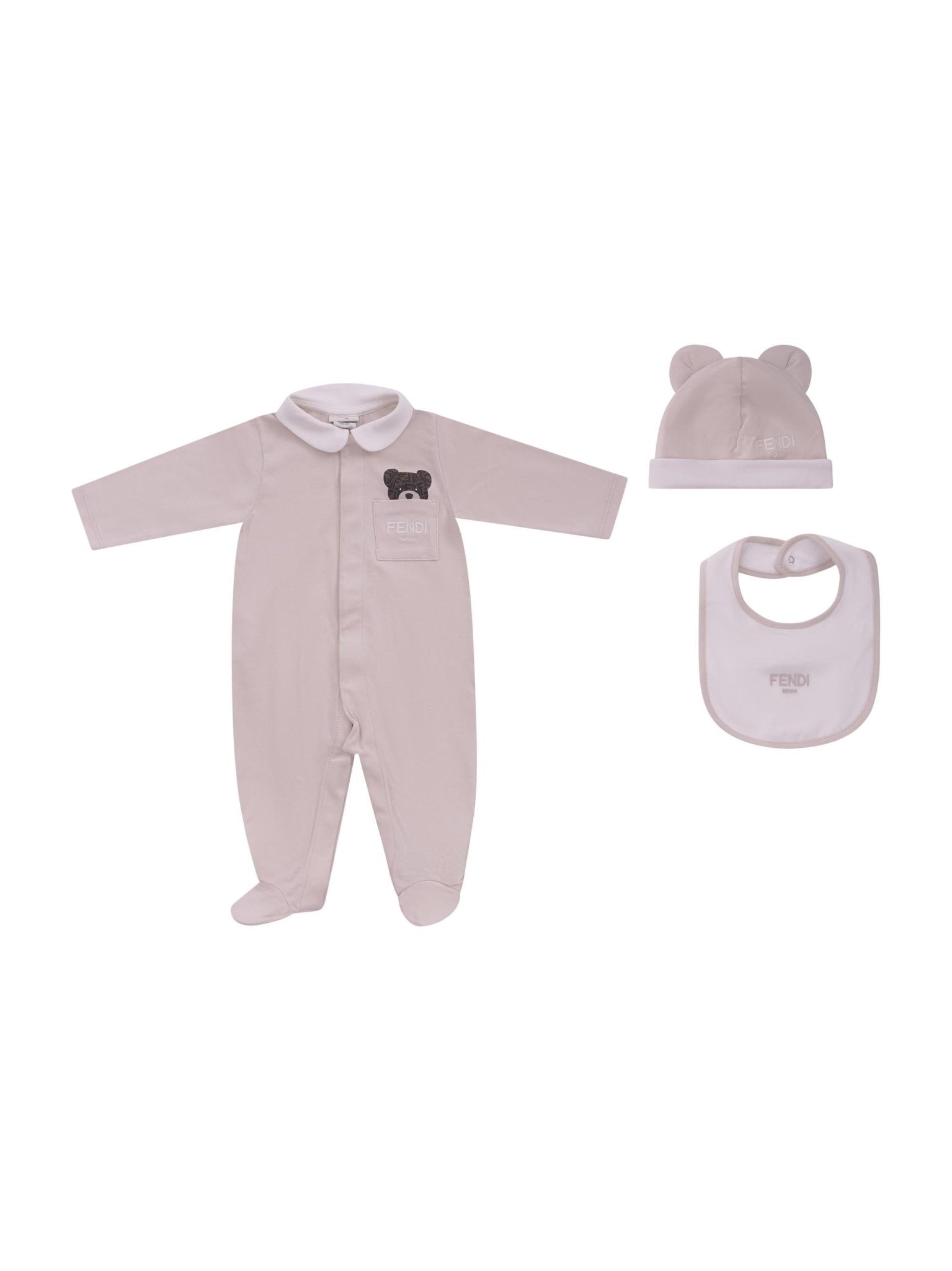Set neonati Fendi Kids beige con ricamo FF - Rubino Kids