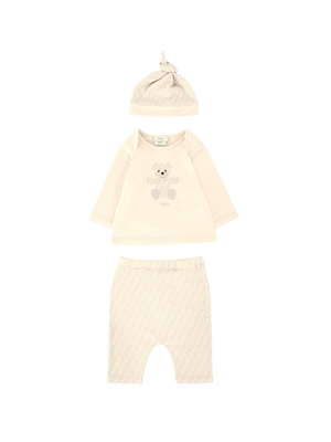 Set per neonati Fendi Kids beige con stampa teddy