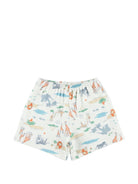 Set pigiama e maschera per bambino Petit Bateau bianco con stampa animali all - over - Rubino Kids