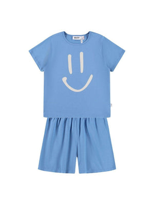Luvis Molo blue pajama set for boys with smiley face print