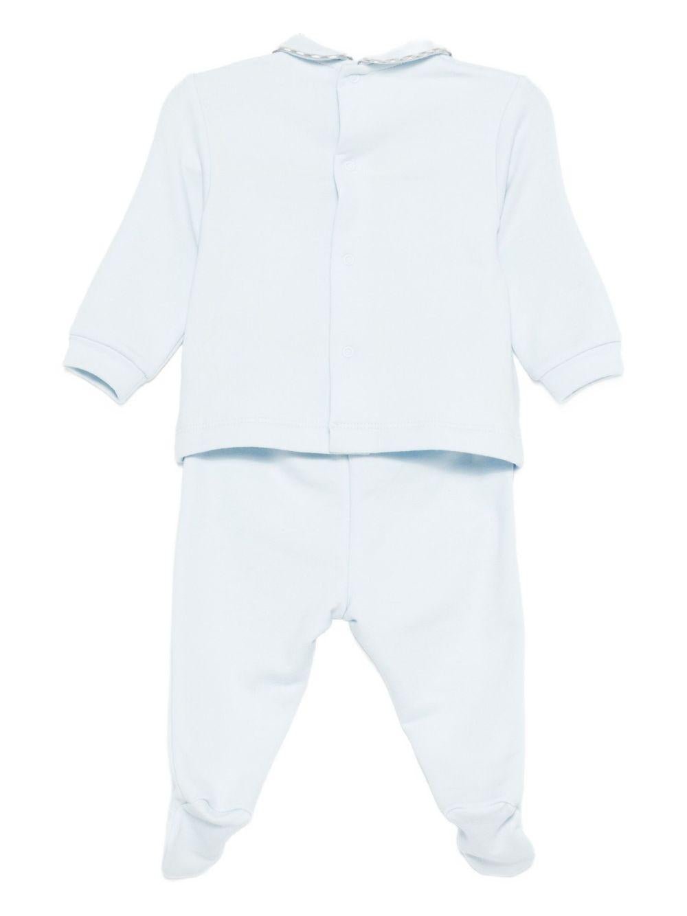 Set pigiama per neonato Il Gufo azzurro con ricami animali sul davanti - Rubino Kids