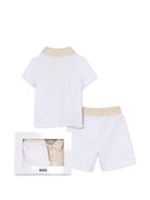 Set polo e shorts per neonato BOSS Kids bianco con logo - Rubino Kids
