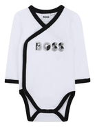 Set quattro pezzi tutine e cappelli BOSS Kids bianco con dettaglio con logo metallico - Rubino Kids