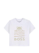 Set t-shirt con shorts per neonato Boss Kids bianco con logo - Rubino Kids