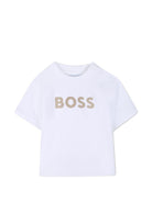 Set t-shirt con shorts per neonato Boss Kids bianco con motivo a righe - Rubino Kids