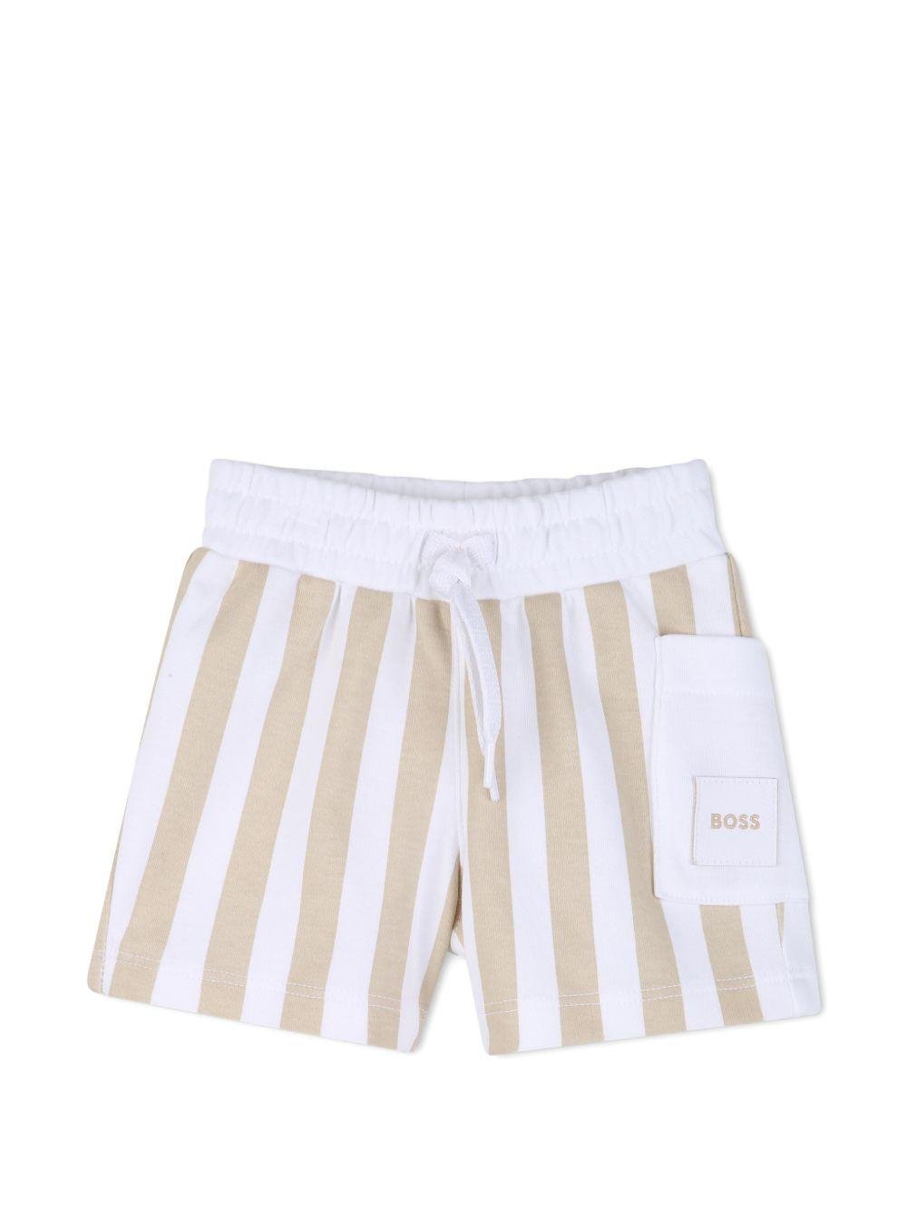 Set t-shirt con shorts per neonato Boss Kids bianco con motivo a righe - Rubino Kids