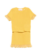 Set t-shirt e gonna Elisabetta Franchi La Mia Bambina giallo con dettagli ruches - Rubino Kids