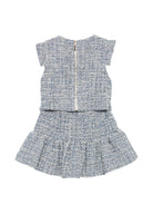 Set t-shirt e gonna per bambina Elisabetta Franchi La Mia Bambina blu con logo ricamato - Rubino Kids