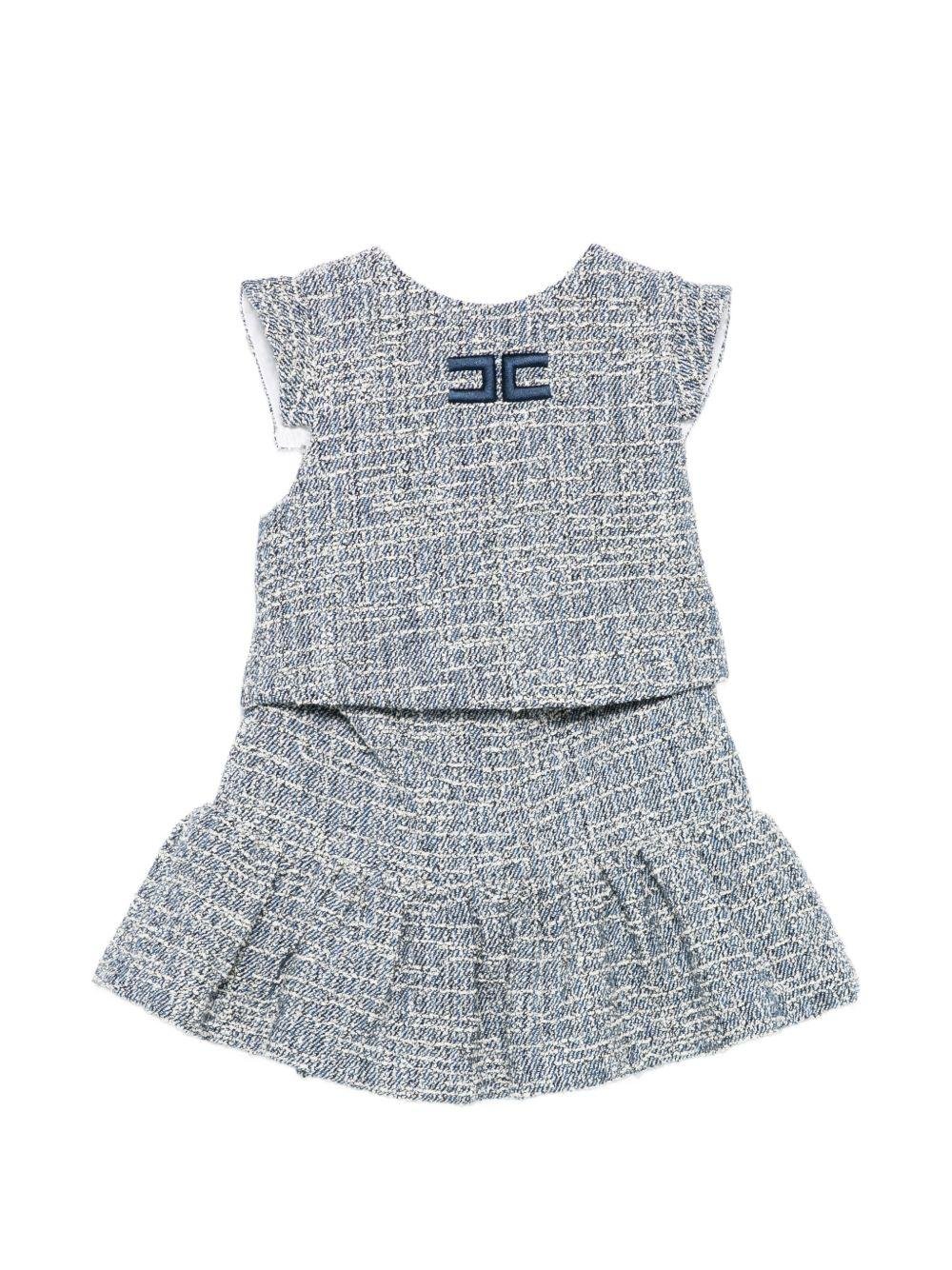 Set t-shirt e gonna per bambina Elisabetta Franchi La Mia Bambina blu con logo ricamato - Rubino Kids