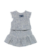 Set t-shirt e gonna per bambina Elisabetta Franchi La Mia Bambina blu con logo ricamato - Rubino Kids