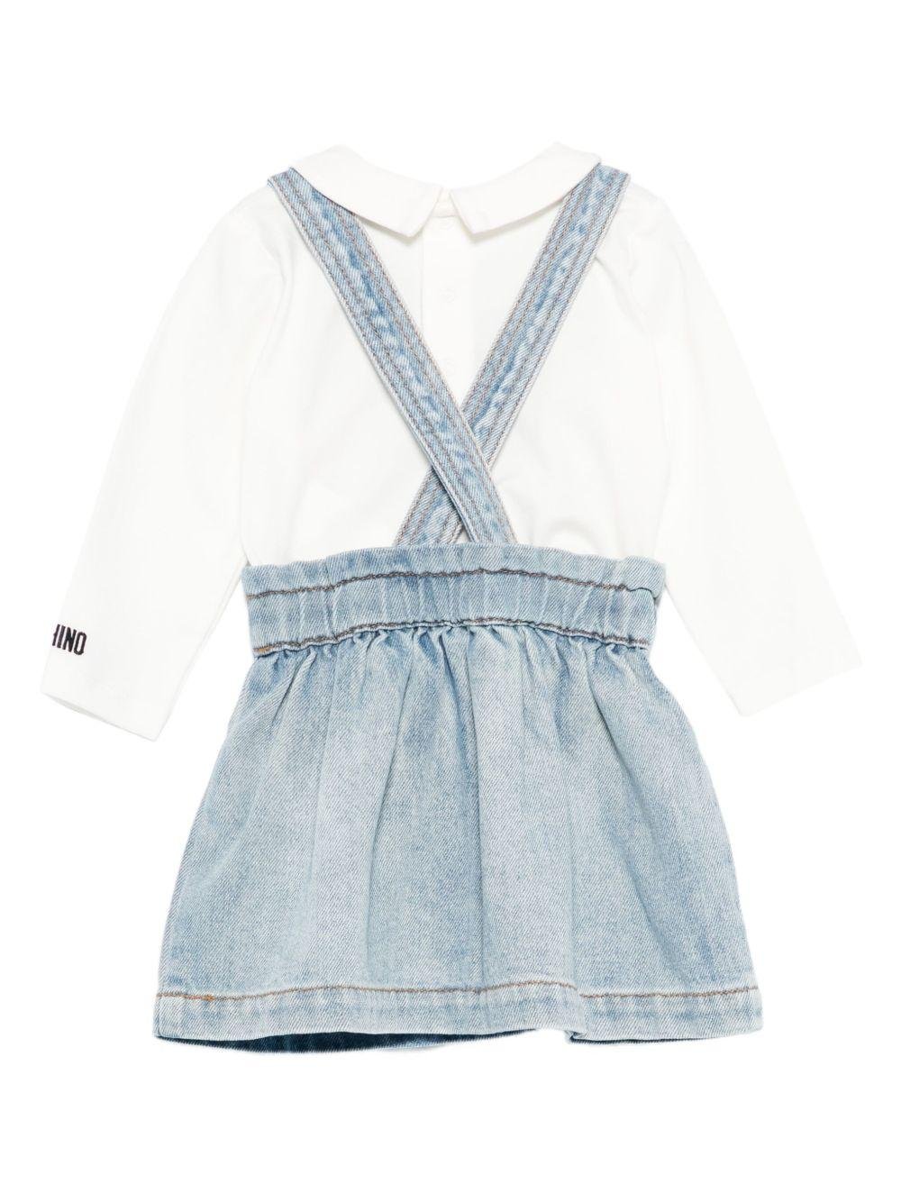 Set t-shirt e gonna per neonata Moschino Kids denim con applicazione Teddy Bear - Rubino Kids
