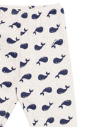 Set t-shirt e pantaloni per bambino Petit Bateau bianco con stampa balene all - over - Rubino Kids