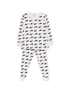 Set t-shirt e pantaloni per bambino Petit Bateau bianco con stampa balene all - over - Rubino Kids