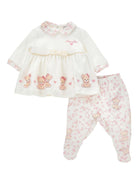 Set t-shirt e pantaloni per neonata Monnalisa rosa con stampa a fiori - Rubino Kids