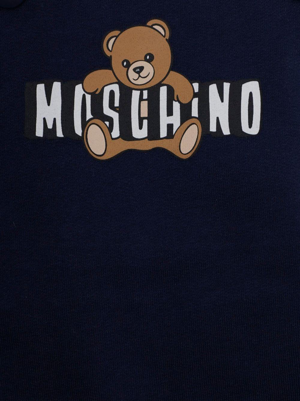 Set t-shirt e salopette per neonato Moschino Kids blu con stampa Teddy Bear - Rubino Kids