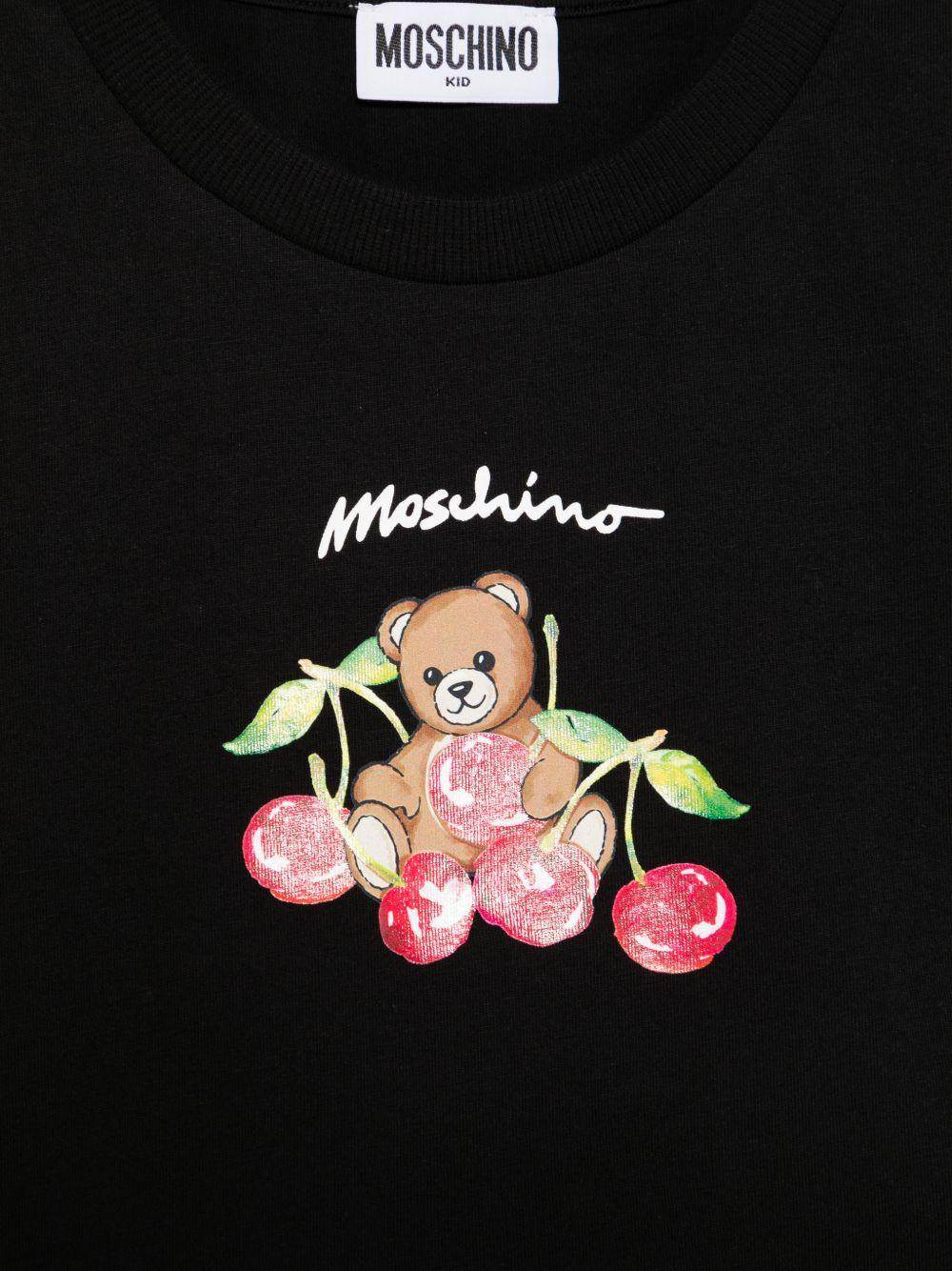 Set t-shirt e shorts per bambina Moschino Kids nero con stampa Teddy Bear sul davanti - Rubino Kids