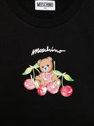 Set t-shirt e shorts per bambina Moschino Kids nero con stampa Teddy Bear sul davanti - Rubino Kids