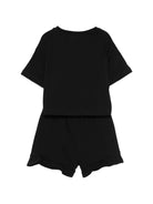 Set t-shirt e shorts per bambina Moschino Kids nero con stampa Teddy Bear sul davanti - Rubino Kids