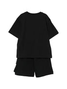 Set t-shirt e shorts per bambino Moschino Kids nero con tre Teddy Bear - Rubino Kids