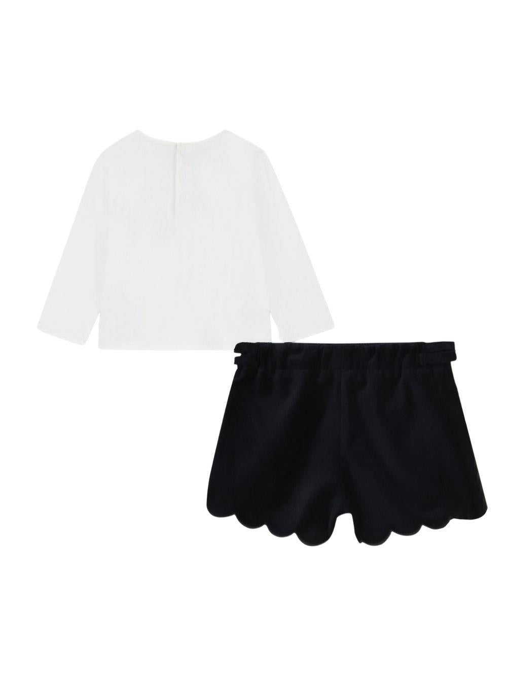 Set t-shirt e shorts per neonata Chloé Kids multicolore con logo ricamato - Rubino Kids