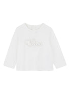 Set t-shirt e shorts per neonata Chloé Kids multicolore con logo ricamato - Rubino Kids