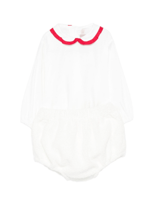 La Stupenderia white t-shirt and shorts set for newborns with bow detail