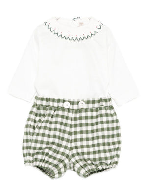La Stupenderia multi-coloured t-shirt and shorts set for newborns with scalloped edges