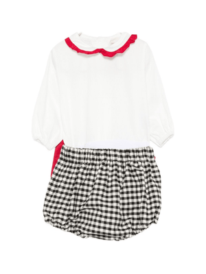 La Stupenderia multicoloured t-shirt and shorts set for newborns with red bow detail