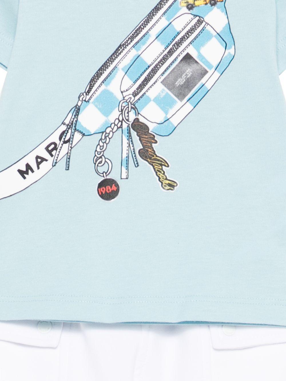 Set t-shirt e shorts per neonato The Marc Jacobs Kids azzurro con stampa grafica sul davanti - Rubino Kids
