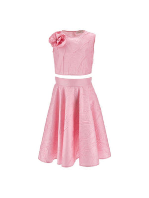 Set top e gonna per bambina Monnalisa rosa con applicazione fiore
