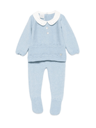 Set top e pantaloni in maglia per neonato Paz Rodrìguez azzurro con colletto alla Peter Pan - Rubino Kids