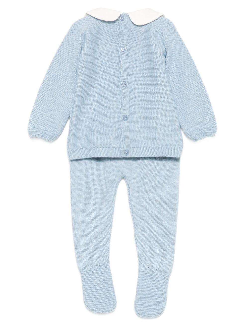 Set top e pantaloni in maglia per neonato Paz Rodrìguez azzurro con colletto alla Peter Pan - Rubino Kids