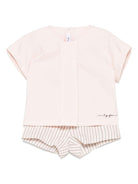 Set top e shorts a righe per neonata Il Gufo rosa con vita elasticizzata - Rubino Kids