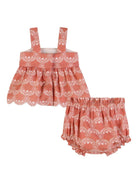 Set top e shorts per neonata Chloé Kids rosa a fiori - Rubino Kids