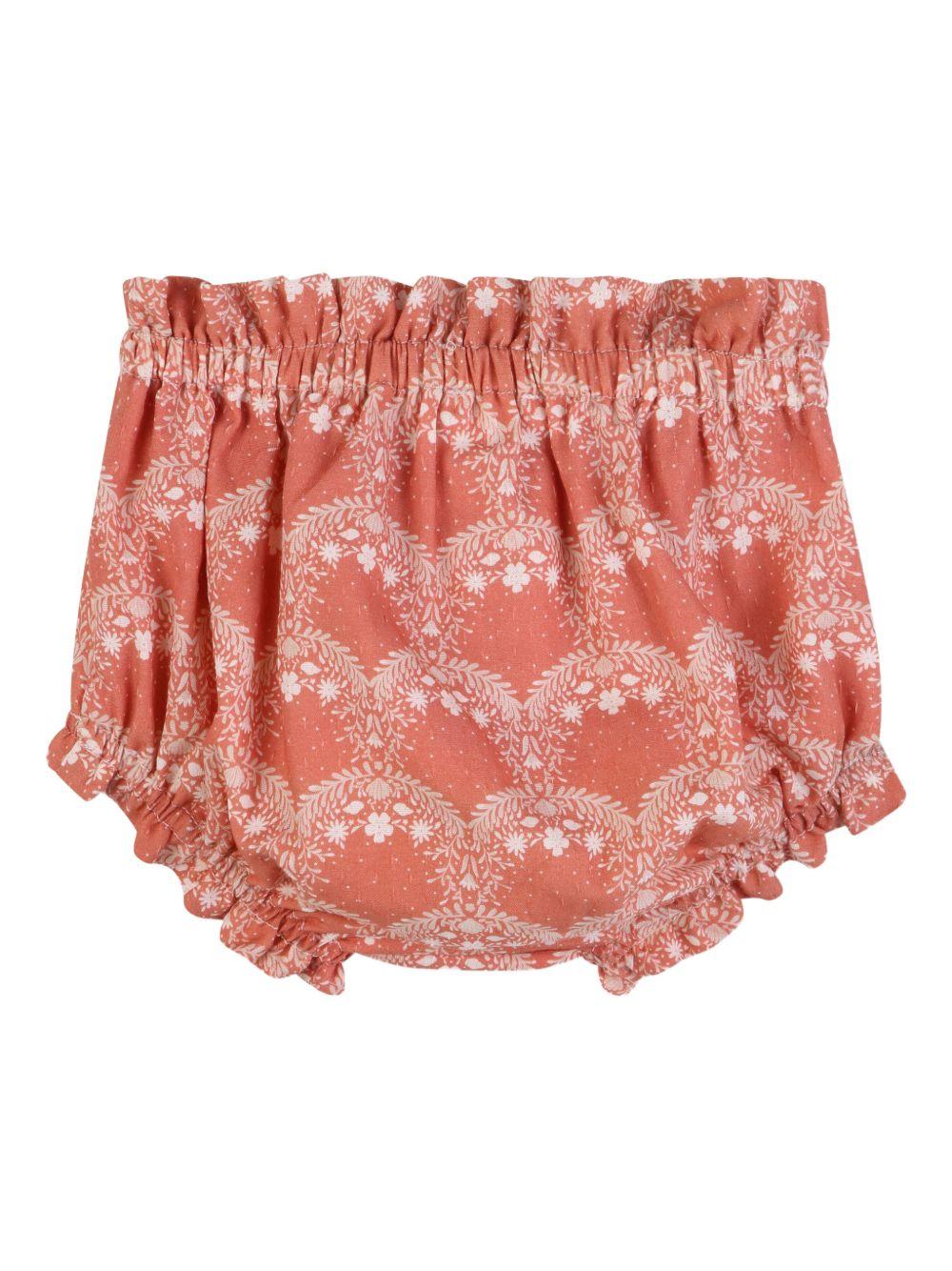 Set top e shorts per neonata Chloé Kids rosa a fiori - Rubino Kids