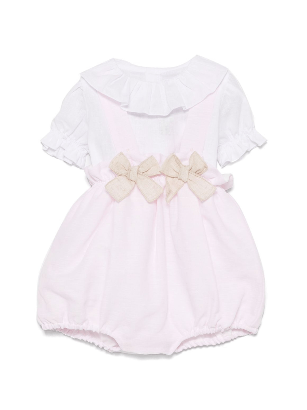 Set top e shorts per neonata La Stupenderia bianco con cinturini con bottone - Rubino Kids
