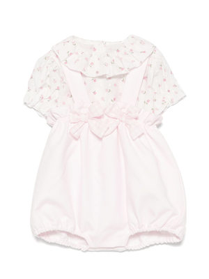 Set top e shorts per neonata La Stupenderia rosa a fiori con cinturini con bottone