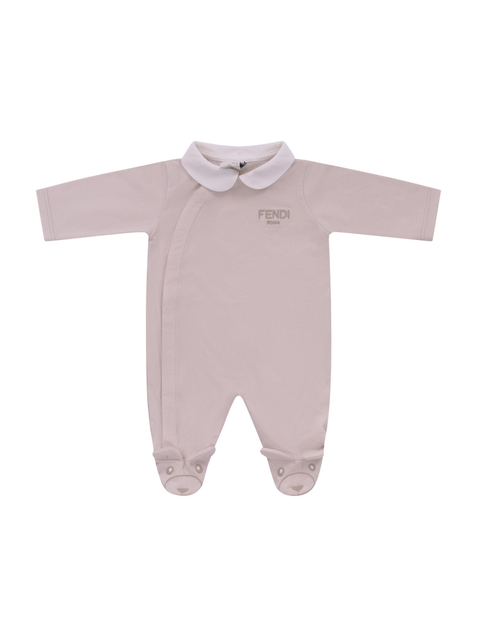 Set tre pezzi per neonata Fendi Kids beige con logo Fendi - Rubino Kids
