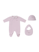Set tre pezzi per neonata Fendi Kids rosa con logo Fendi sul davanti - Rubino Kids