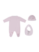 Set tre pezzi per neonata Fendi Kids rosa con logo Fendi sul davanti - Rubino Kids