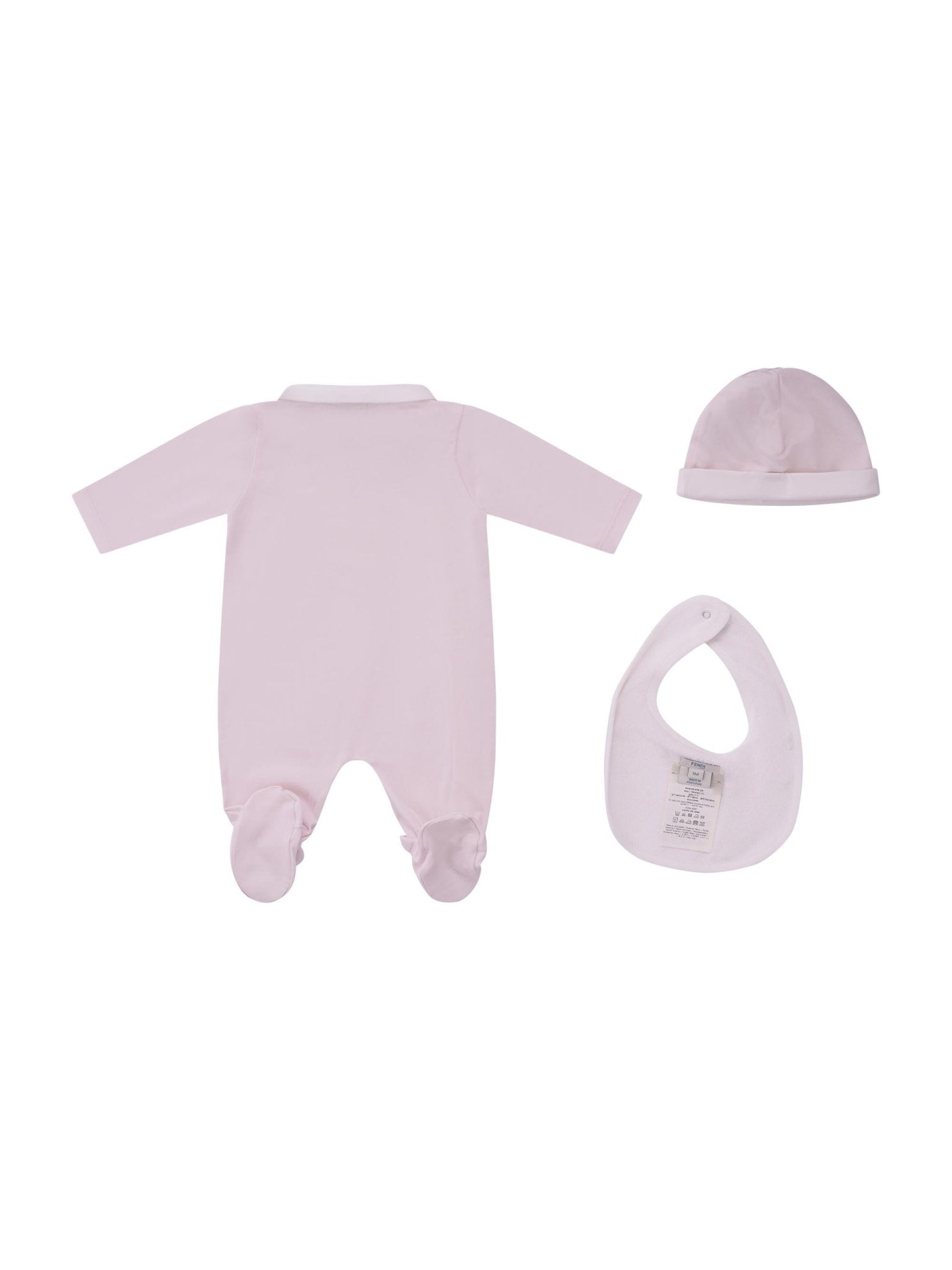 Set tre pezzi per neonata Fendi Kids rosa con logo Fendi sul davanti - Rubino Kids