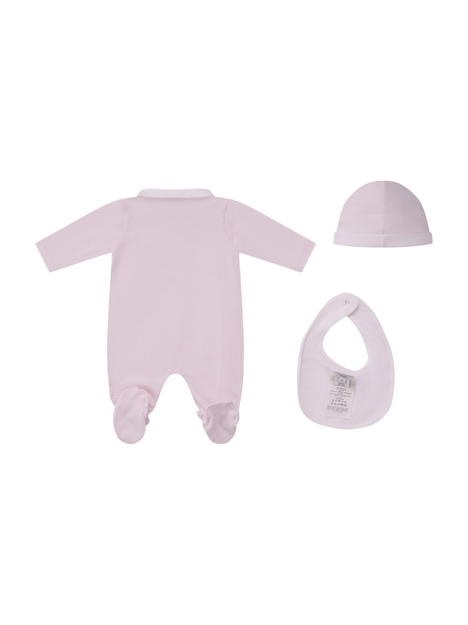 Set tre pezzi per neonata Fendi Kids rosa con logo Fendi sul davanti - Rubino Kids