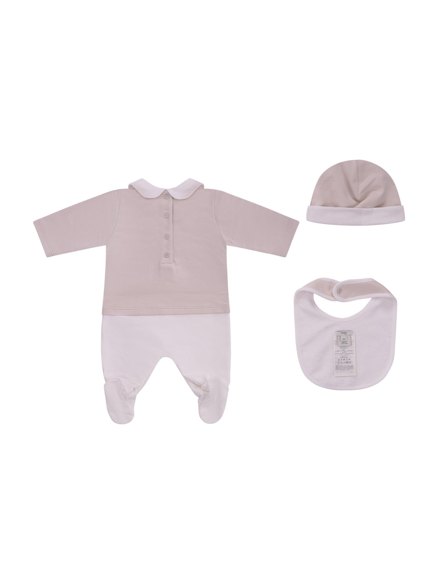 Set tre pezzi per neonati Fendi Kids beige con stampa Cavallino Fendi - Rubino Kids