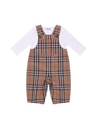 Set tre pezzi per neonato Burberry Kids beige con caratteristico motivo Vintage Check - Rubino Kids