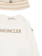 Set tre pezzi per neonato Moncler Kids beige con design a righe - Rubino Kids